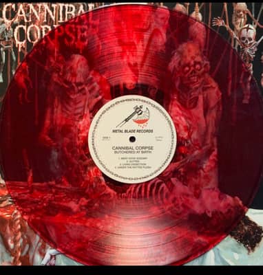 Cannibal Corpse - Butchered At Birth (Metal Blade Records, 3984-25191-1) · LP · Clear w/ Red Ink [Shark Attack] · Limited Edition, Reissue