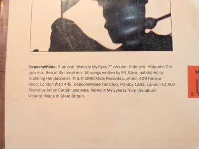 Image 3 of Depeche Mode - World In My Eyes 7" 3 Track Single 1990 UK Press Synth New Wave Classic Vinyl Record
