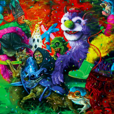 Tropical Fuck Storm - A Laughing Death In Meatspace (Joyful Noise Recordings, Joyful Noise Recordings, JNR277, JNR277-7) · LP, Album, Yel + Flexi, 7", S/Sided, Ora + Ltd, Nu