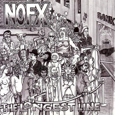 NOFX - The Longest Line (Fat Wreck Chords, FAT 503-1) · 12" · White w/ Blue Marble · Limited Edition, Reissue, Repress