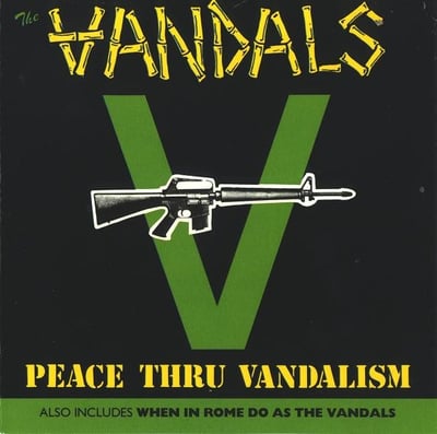 The Vandals - Peace Thru Vandalism (Kung Fu Records, 5860-1) · 12" · Green W/ Black Splatter · Reissue