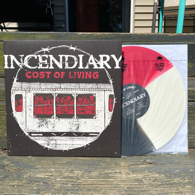 Incendiary - Cost Of Living (Closed Casket Activities, CCA026) · 12" · Tri-Color Red/White/Black