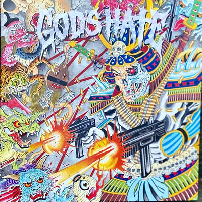 God's Hate - God's Hate (Closed Casket Activities, CLCR081) · LP · Clear w/ Yellow Blob & Rainbow Splatter [Samurai Helmet Splatter] · NM/NM