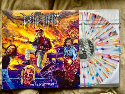 Dead Heat - World At War (Triple-B Records, TBR148) · LP · Clear With Purple, Orange, Yellow, Blue Splatter · NM/NM