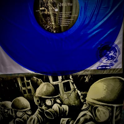 All Out War - For Those Who Were Crucified (Victory Records, VR85) · LP · Clear Blue · NM/NM · Limited Edition, Repress