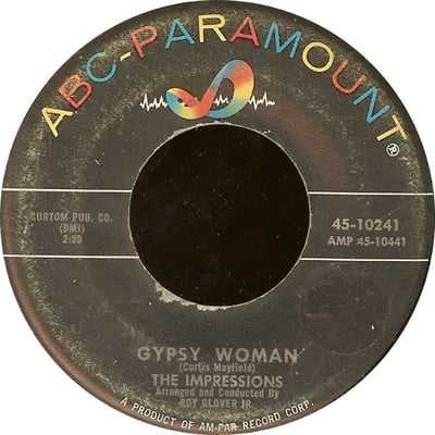 The Impressions - Gypsy Woman / As Long As You Love Me (ABC-Paramount, 45-10241) · 7"