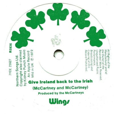Wings - Give Ireland Back To The Irish (Apple Records, 1847) · 7" · Jacksonville Pressing