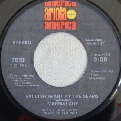 The Marmalade - Falling Apart At The Seams (Ariola America, 7619) · 7"