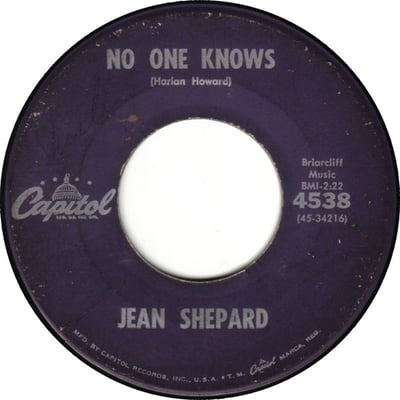 Jean Shepard - No One Knows (Capitol Records, 4538) · 7"