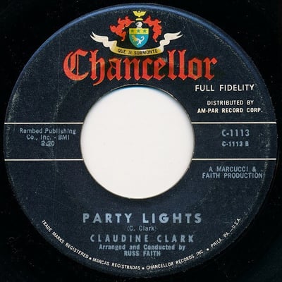Claudine Clark - Disappointed / Party Lights (Chancellor, C-1113) · 7"