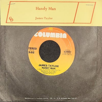 James Taylor - Handy Man (Columbia, 3-10557) · 7" · Terre Haute Pressing