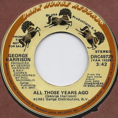 George Harrison - All Those Years Ago (Dark Horse Records, DRC 49725) · 7"