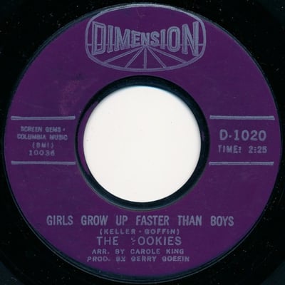 The Cookies - Girls Grow Up Faster Than Boys (Dimension, D-1020) · 7"