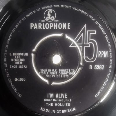 The Hollies - I'm Alive (Imperial, 66119) · 7"