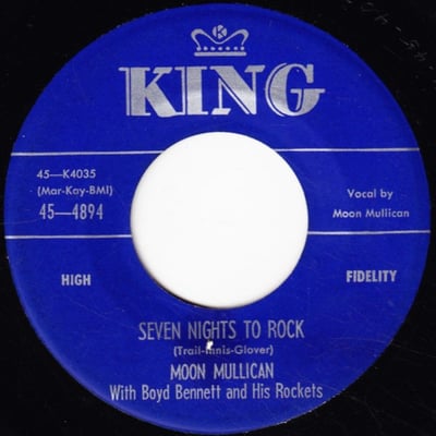 Moon Mullican With Boyd Bennett And His Rockets - Honolulu Rock-A Roll-A / Seven Nights To Rock (King Records, 45-4894) · 7"