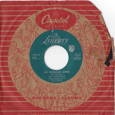 The Chipmunks - The Chipmunk Song / Almost Good (Liberty, F-55168) · 7" · Scranton Pressing, Small Rim Text