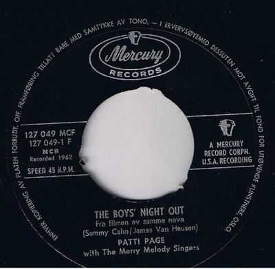 Patti Page - Three Fools / The Boys' Night Out (Mercury, 72013) · 7"