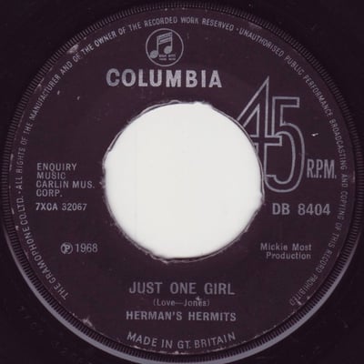Herman's Hermits - Sleepy Joe / Just One Girl (MGM Records, K13934SS) · 7"