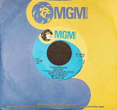 Mike Post - The Rockford Files / Dixie Lullabye (MGM Records, M 14772) · 7" · PRC, Richmond Pressing