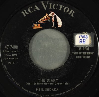 Neil Sedaka - The Diary / No Vacancy (I'm Walkin' 'Round) (RCA Victor, 47-7408) · 7" · Rockaway Pressing