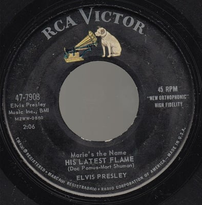 Elvis Presley - His Latest Flame (RCA Victor, 47-7908) · 7" · Rockaway