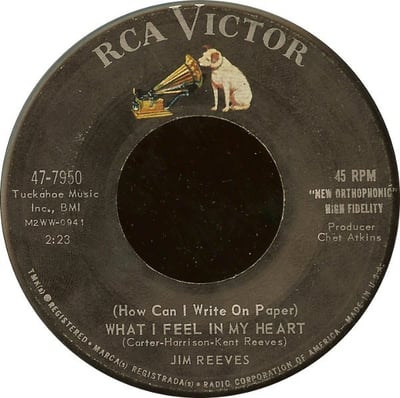 Jim Reeves - (How Can I Write On Paper) What I Feel In My Heart (RCA Victor, 47-7950) · 7"