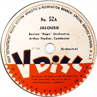 Boston Pops Orchestra , Arthur Fiedler - "Jalousie" And Other Favorites (RCA Victor Red Seal, WEPR-21) · 7" · Red Transparent