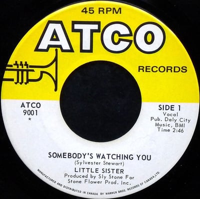 Little Sister - Stanga / Somebody's Watching You (Stone Flower, 45-9001) · 7" · PL - Plastic Products Pressing