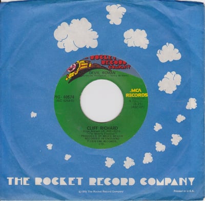 Cliff Richard - Devil Woman (The Rocket Record Company, PIG-40574) · 7" · Pinckneyville Pressing