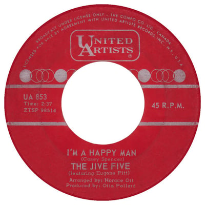 The Jive Five - I'm A Happy Man (United Artists Records, UA 853) · 7"