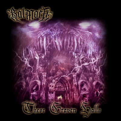 Balmora - These Graven Halls (Daze, DAZE118) · LP · 1st press · HALF BLACK / HALF CLEAR PURPLE W/ MINT GREEN SPLATTER · Wanna Hear It Records exclusive variant