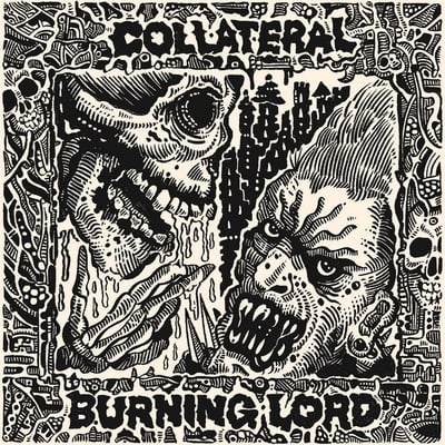 Collateral / Burning Lord - COLLATERAL / BURNING LORD (Fortress Records, FOR-019) · 7" · Burgundy & Yellow Splatter ("Heat" Red) · Limited Edition
