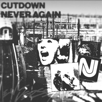 Never Again / Cutdown - Never Cutdown Again Split EP (Rebirth Records, RBR-001) · 7" · Opaque Orange