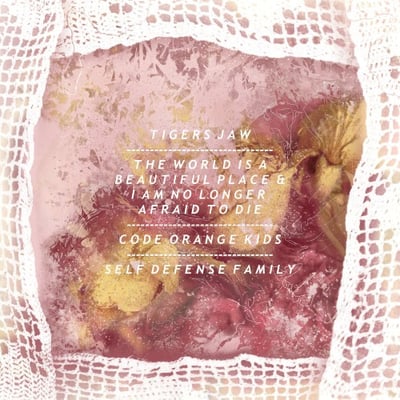 Tigers Jaw / The World Is A Beautiful Place & I Am No Longer Afraid To Die / Code Orange Kids / Self Defense Family - 4-way Split (Topshelf Records, TSR072) · 7" · Gold Translucent w/ Red Swirl