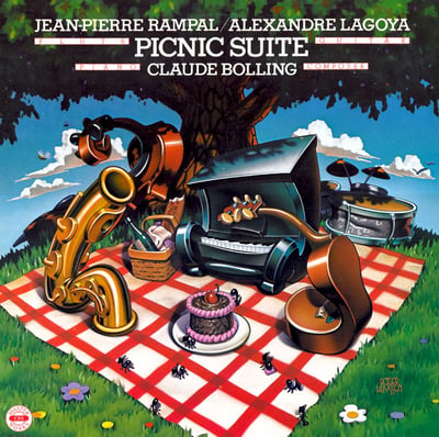 Jean-Pierre Rampal / Alexandre Lagoya / Claude Bolling - Picnic Suite (CBS Masterworks, M 35864) · LP · Terre Haute Pressing