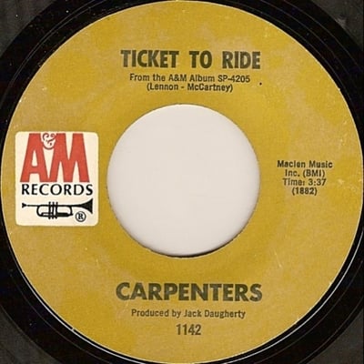 Carpenters - Ticket To Ride (A&M Records, SP 4205) · LP · Monarch Pressing · Reissue