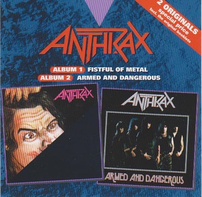 Anthrax - Fistful Of Metal / Armed And Dangerous (Megaforce Records, none) · 3x10" · Clear With Red & Purple Splatter · Repress