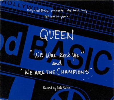 Queen - We Are The Champions / We Will Rock You (Elektra, E-45441) · 7" · Allied Pressing, Red Labels · Reissue
