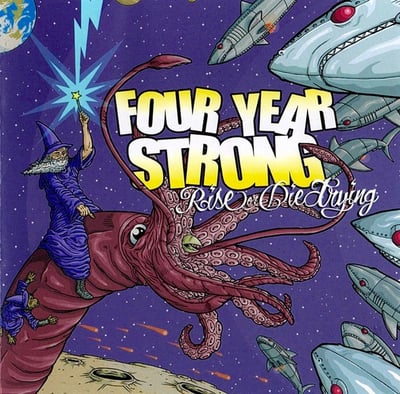 Four Year Strong - Rise Or Die Trying (Academy Fight Song, AFS.005) · LP · Baby Blue / Clear Purple Swirl