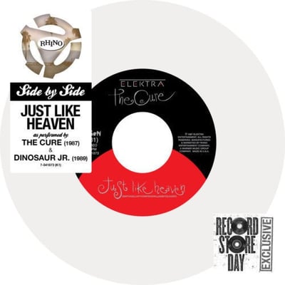 The Cure / Dinosaur Jr. - Just Like Heaven (Elektra, 7-541873 (K1)) · 7" · White · Record Store Day, Limited Edition