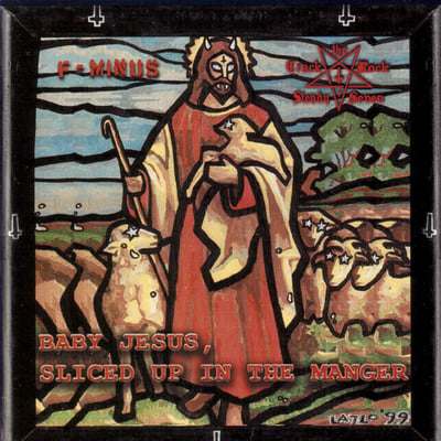 F-Minus / Crack Rock Steady Seven - Baby Jesus, Sliced Up In The Manger (Knife Or Death Records, none) · 10" · Red Transparent · Limited Edition, Numbered, Repress