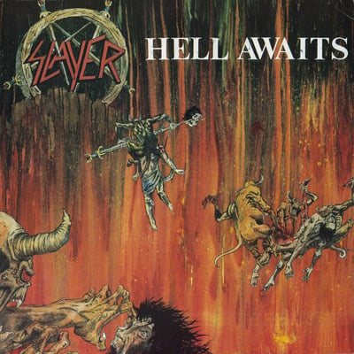 Slayer - Hell Awaits (Metal Blade Records, 3984-14031-1) · LP · Gold With Blood Splatter · Picture Disc, Reissue, Remastered
