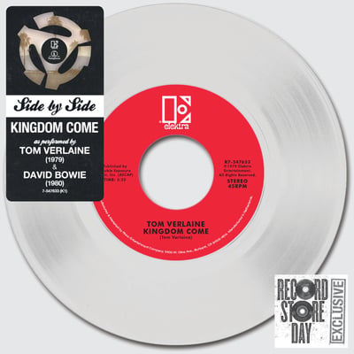 Tom Verlaine / David Bowie - Kingdom Come (Elektra, R7-547633) · 7" · White Translucent · Media NM · Record Store Day, Limited Edition