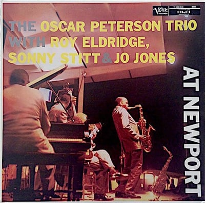 The Oscar Peterson Trio With Roy Eldridge / Sonny Stitt & Jo Jones - At Newport (Verve Records, UMV 2618) · LP · Reissue