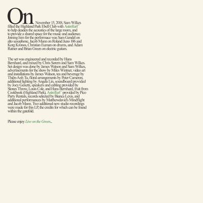 Sam Wilkes - Live On The Green (Leaving Records, LR-161) · LP
