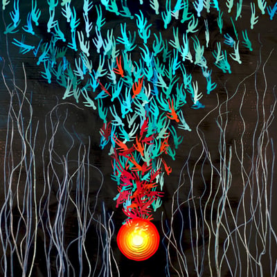 Bright Eyes - Down In The Weeds, Where The World Once Was (Dead Oceans, DOC210LP-C1) · 2xLP · Red Translucent / Orange Translucent · Etched, Limited Edition