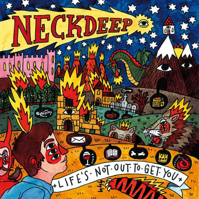 Neck Deep - Life's Not Out To Get You (Hopeless Records, HR2156-1) • LP • Blue W/ Red & Yellow Splatter, Yellow Cover • Special Edition