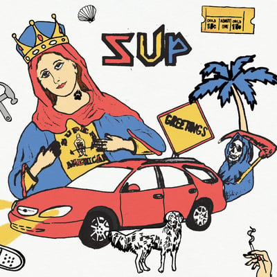 Super American - Sup (Wax Bodega, Wax-002) • 12" • Clear with Blue, Red, Yellow Splatter