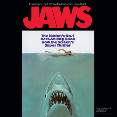 John Williams - Jaws (Music From The Motion Picture) (Mondo, MOND-115) • 2x12" • Blue Translucent With Red [Blood In The Water] • Reissue, Remastered, Repress