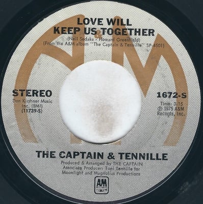 Captain And Tennille - Love Will Keep Us Together (A&M Records, 1672-S) • 7" • Monarch Pressing